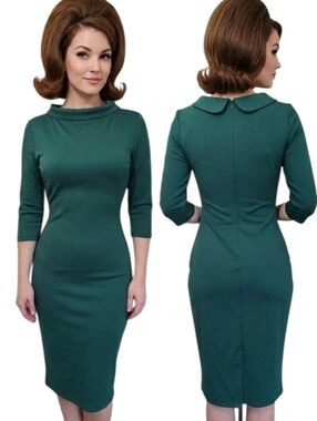 UNIQUE VINTAGE Rolled Collar Pencil Dress - Size M